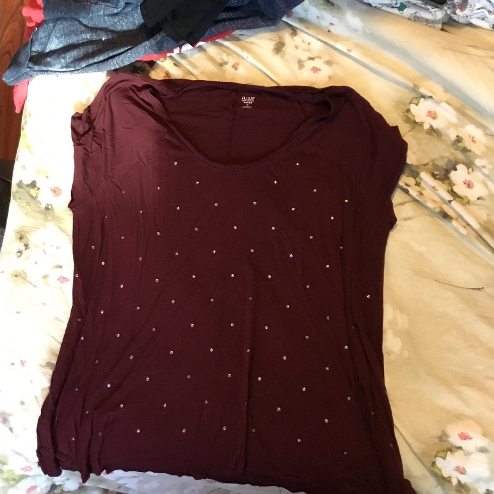 Wine colored shirt with metal embellishments